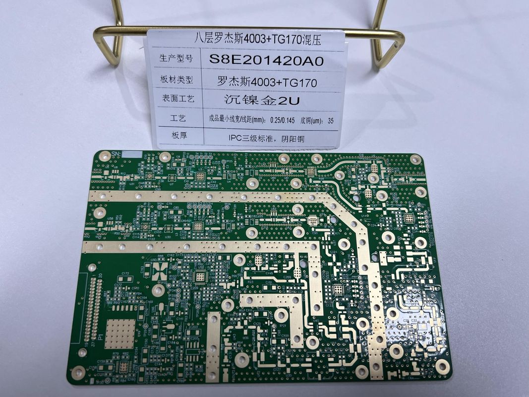1.6mm Rogers Circuit Board 8 Layers R4003+FR4 TG170 IPC3 Mixture Impedance And VIPPO