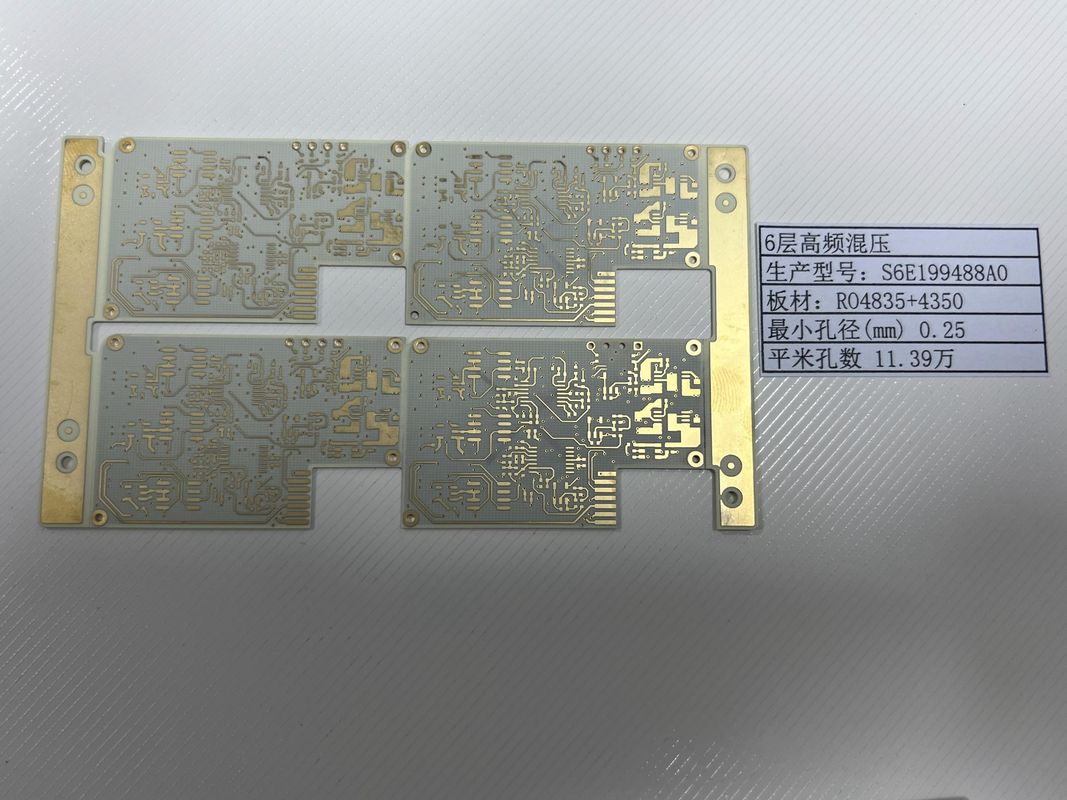 100% Electrical Test  Rogers PCB Board With Gold Finish 6 Layers RO4835+4350  Mixture
