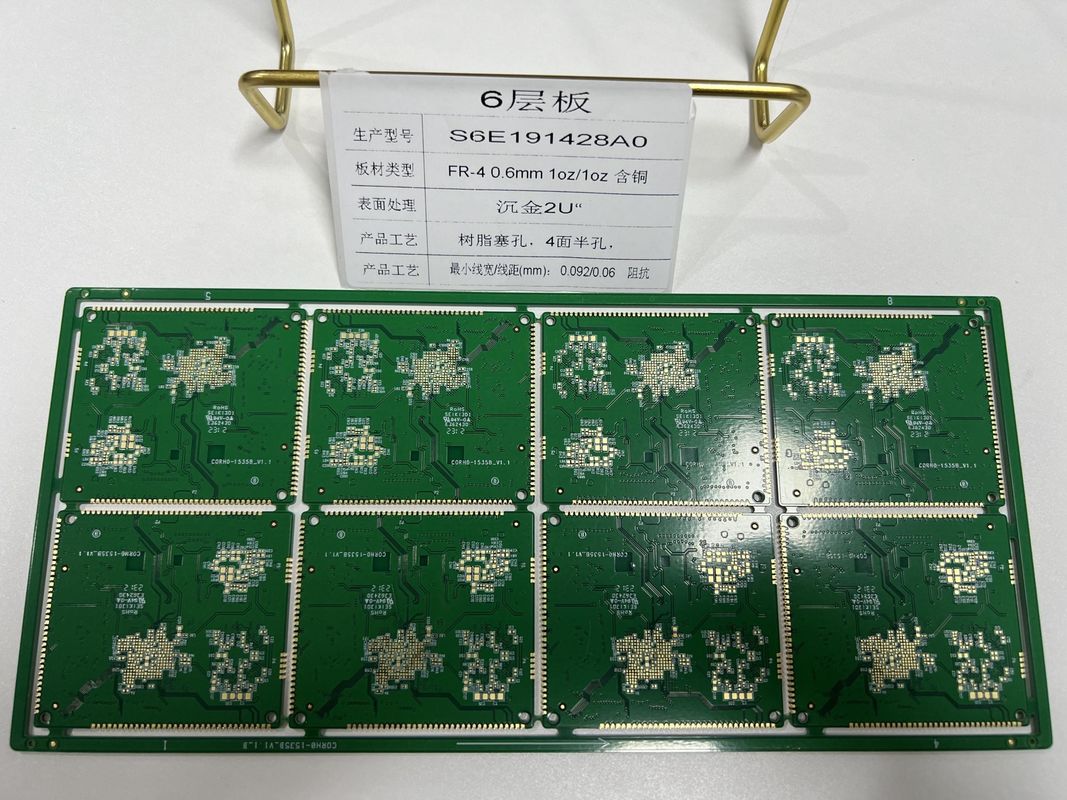 Durable HDI PCB Board 6-32 Layer HDI Four Sides Half Holes Laser Hole Size 0.075mm
